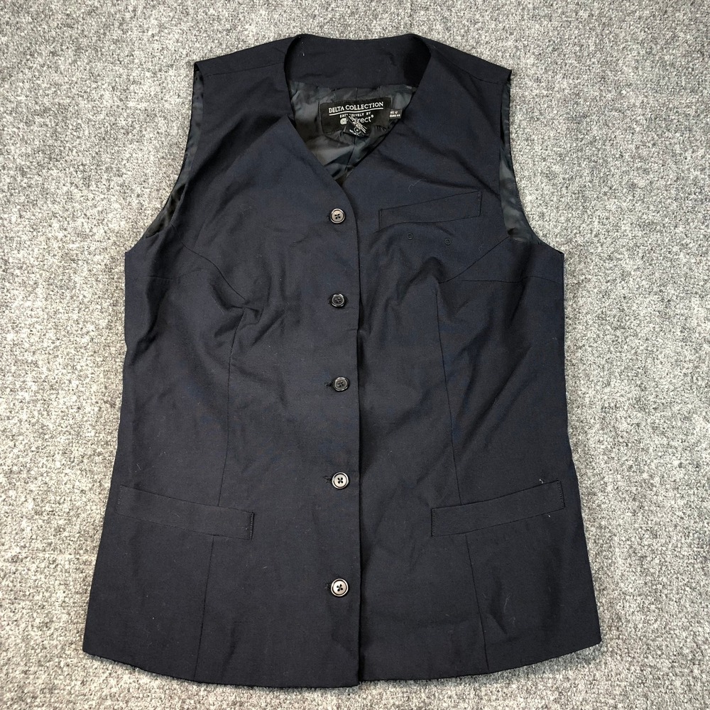 Delta‎ Collection Women's Black V-Neck Button Front Vest US Size 12